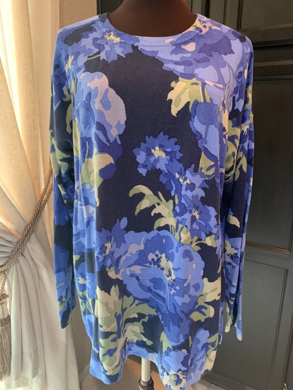 Isacc Mizrahi Live! Floral Printed Sweater Pullover XL EUC